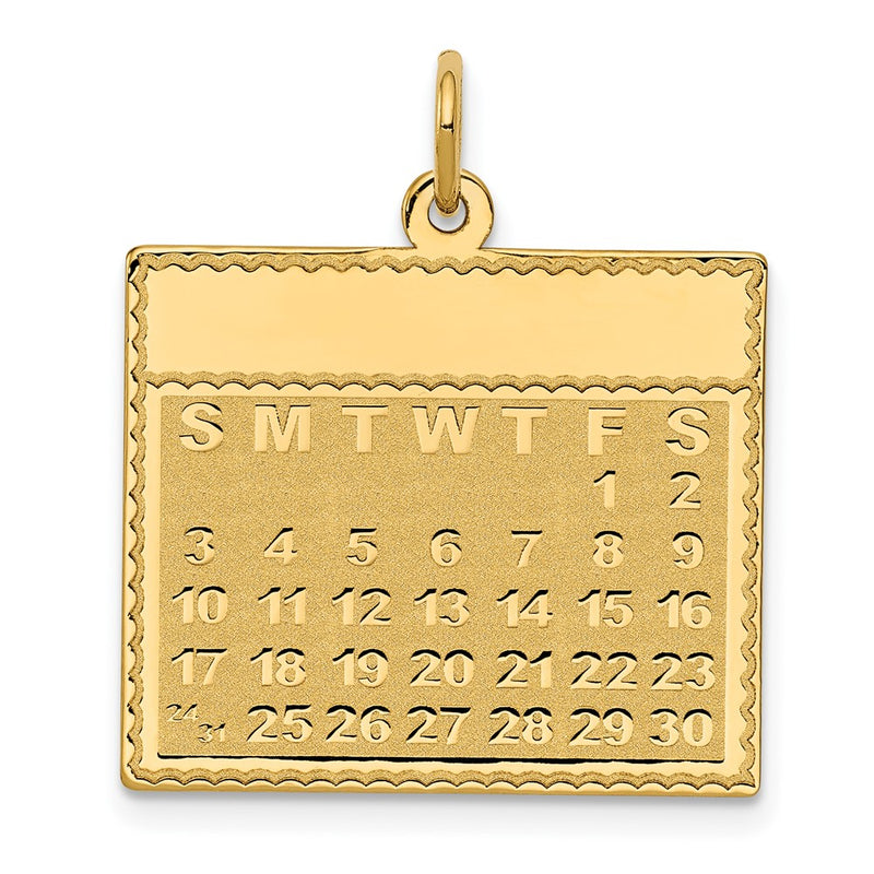 14k Yellow Gold Friday the First Day Calendar Pendant