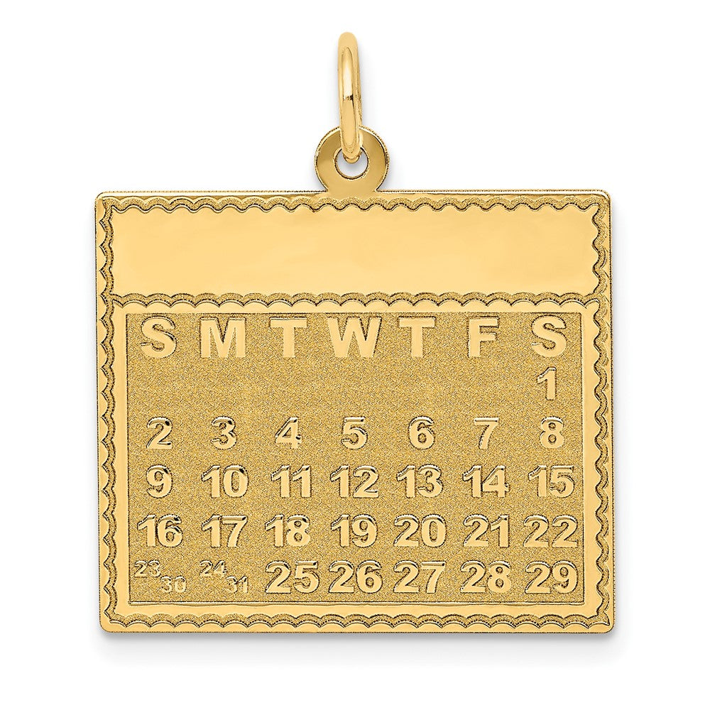 14k Yellow Gold Saturday the First Day Calendar Pendant