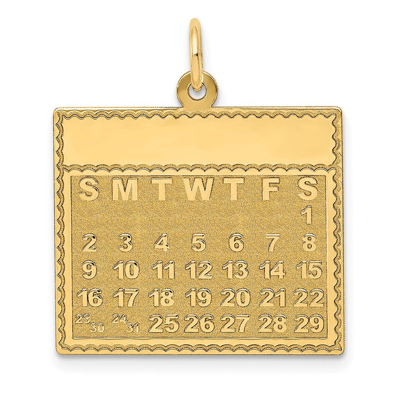 14k Yellow Gold Saturday the First Day Calendar Pendant
