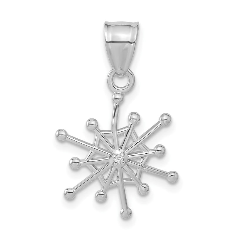 14k White Gold .01ct. Diamond Snowflake Pendant