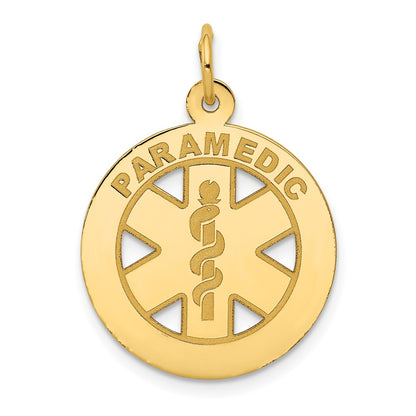14k Yellow Gold Medium PARAMEDIC Medical Pendant