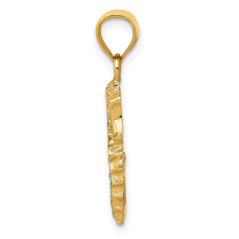 Genuine Diamond Seahorse Pendant in 14K Yellow Gold