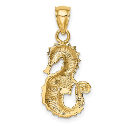 Genuine Diamond Seahorse Pendant in 14K Yellow Gold