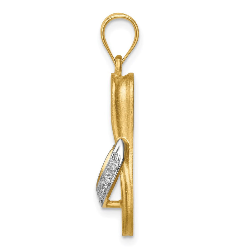 14K and Rhodium Diamond Sandal Pendant