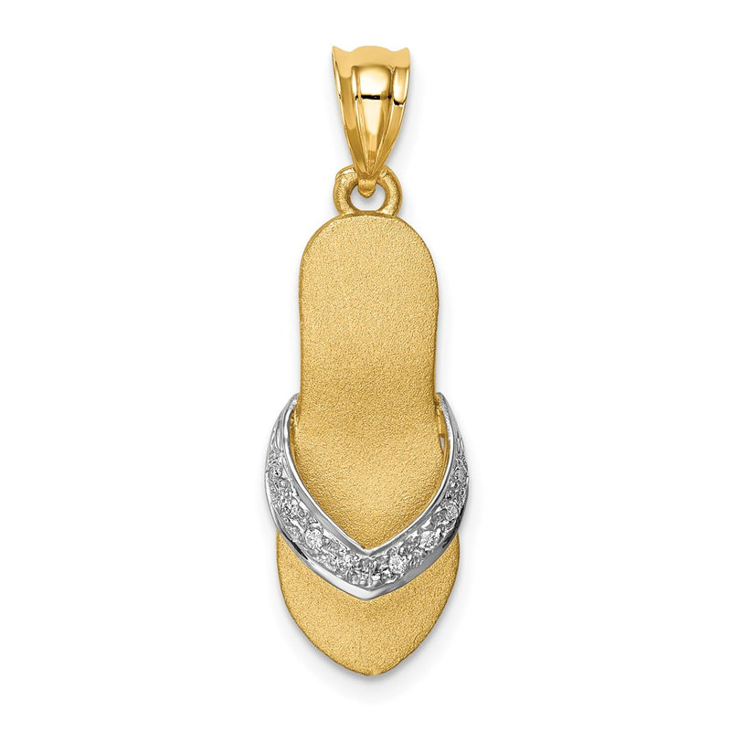 14K and Rhodium Diamond Sandal Pendant