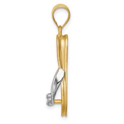 14K and Rhodium Diamond Sandal Pendant