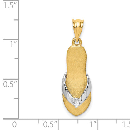 14K and Rhodium Diamond Sandal Pendant