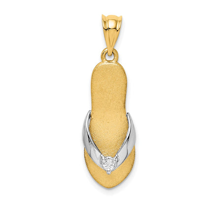 14K and Rhodium Diamond Sandal Pendant