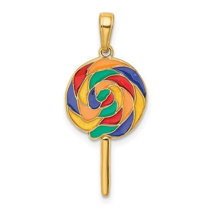 14k Yellow Gold 3D Enameled Lollipop Pendant