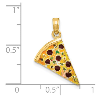 14k Yellow Gold Enameled Pizza Slice Pendant