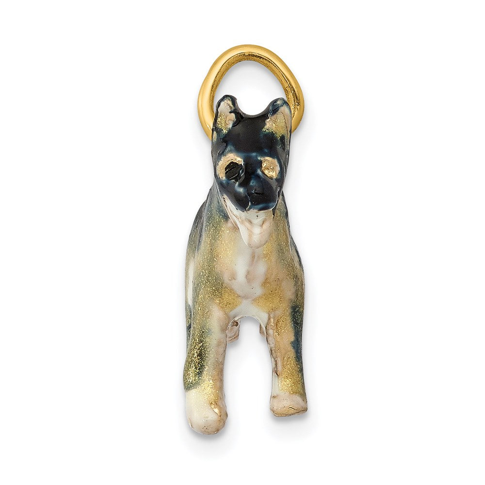 14k Yellow Gold  3D Enameled Medium German Shepherd Charm