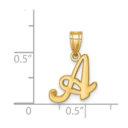 14k Yellow GoldY Script Letter A Initial Pendant