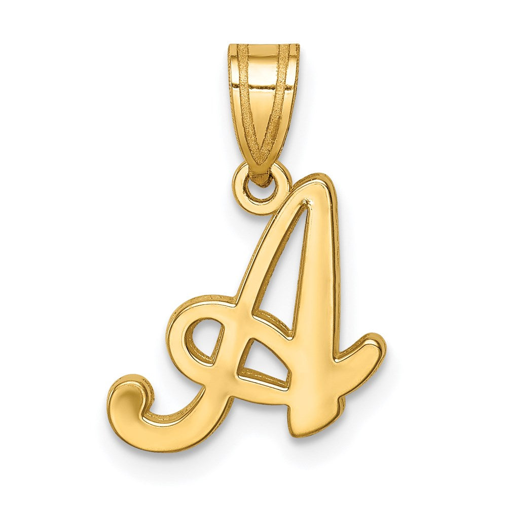 14k Yellow GoldY Script Letter A Initial Pendant