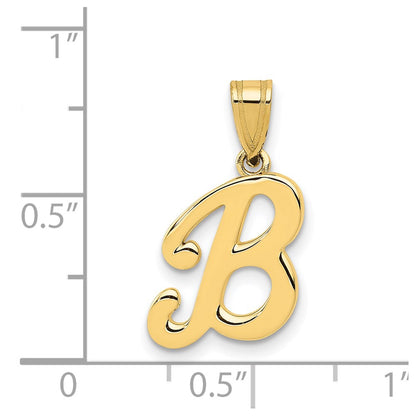 14k Yellow GoldY Script Letter B Initial Pendant