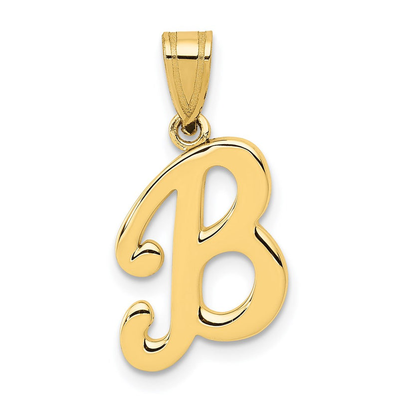 14k Yellow GoldY Script Letter B Initial Pendant
