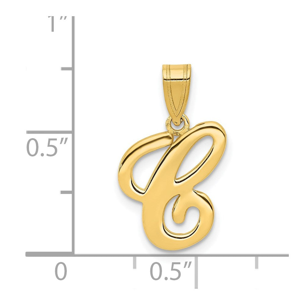 14k Yellow GoldY Script Letter C Initial Pendant