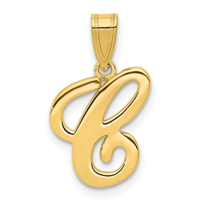 14k Yellow GoldY Script Letter C Initial Pendant