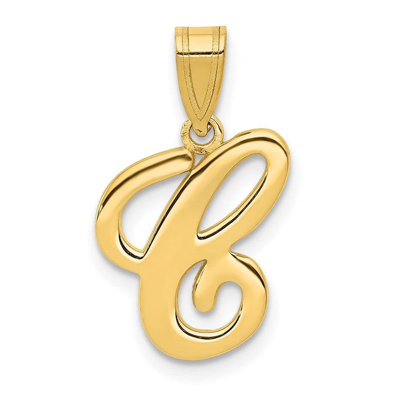 14k Yellow GoldY Script Letter C Initial Pendant