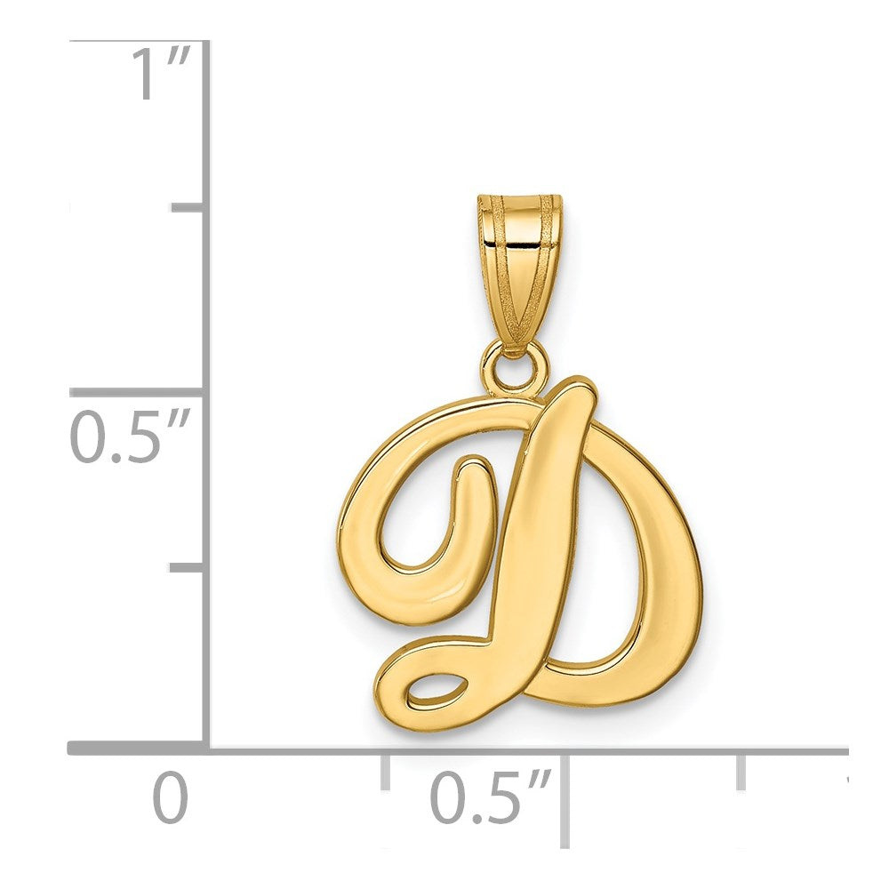 14k Yellow GoldY Script Letter D Initial Pendant
