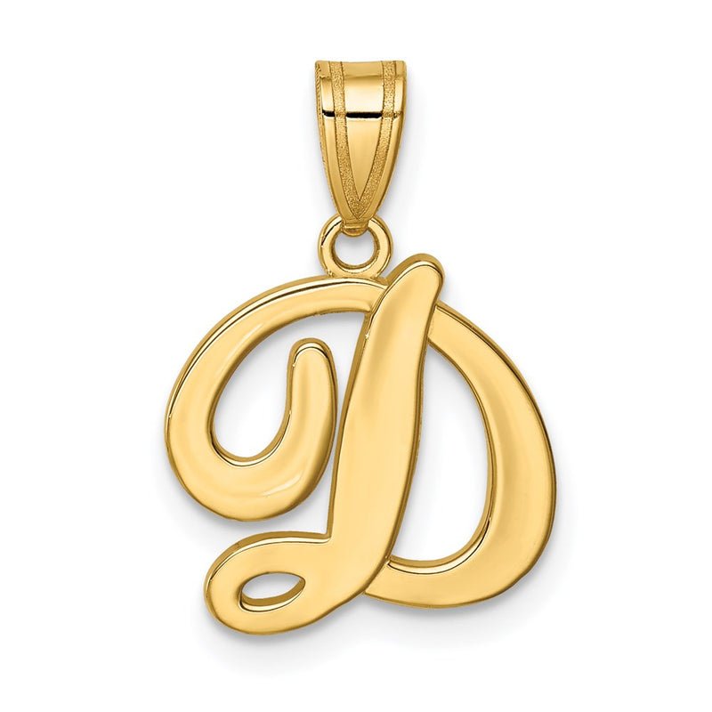 14k Yellow GoldY Script Letter D Initial Pendant