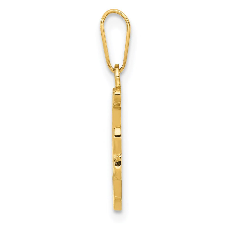 14k Yellow GoldY Script Letter F Initial Pendant