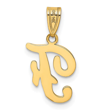 14k Yellow GoldY Script Letter F Initial Pendant
