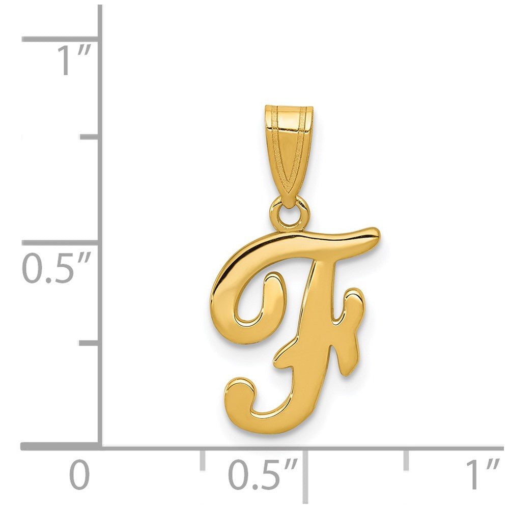 14k Yellow GoldY Script Letter F Initial Pendant