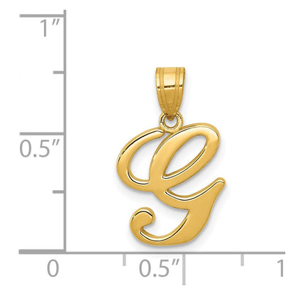 14k Yellow GoldY Script Letter G Initial Pendant
