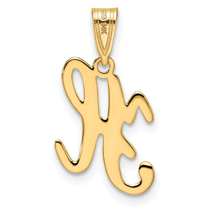 14k Yellow GoldY Script Letter H Initial Pendant