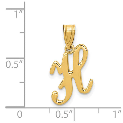 14k Yellow GoldY Script Letter H Initial Pendant