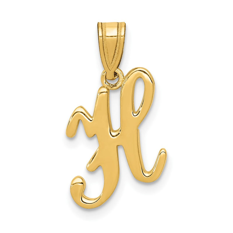 14k Yellow GoldY Script Letter H Initial Pendant
