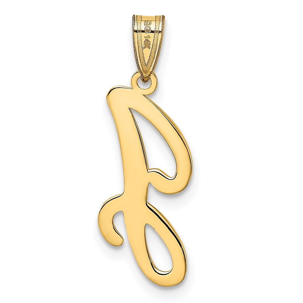 14k Yellow GoldY Script Letter J Initial Pendant