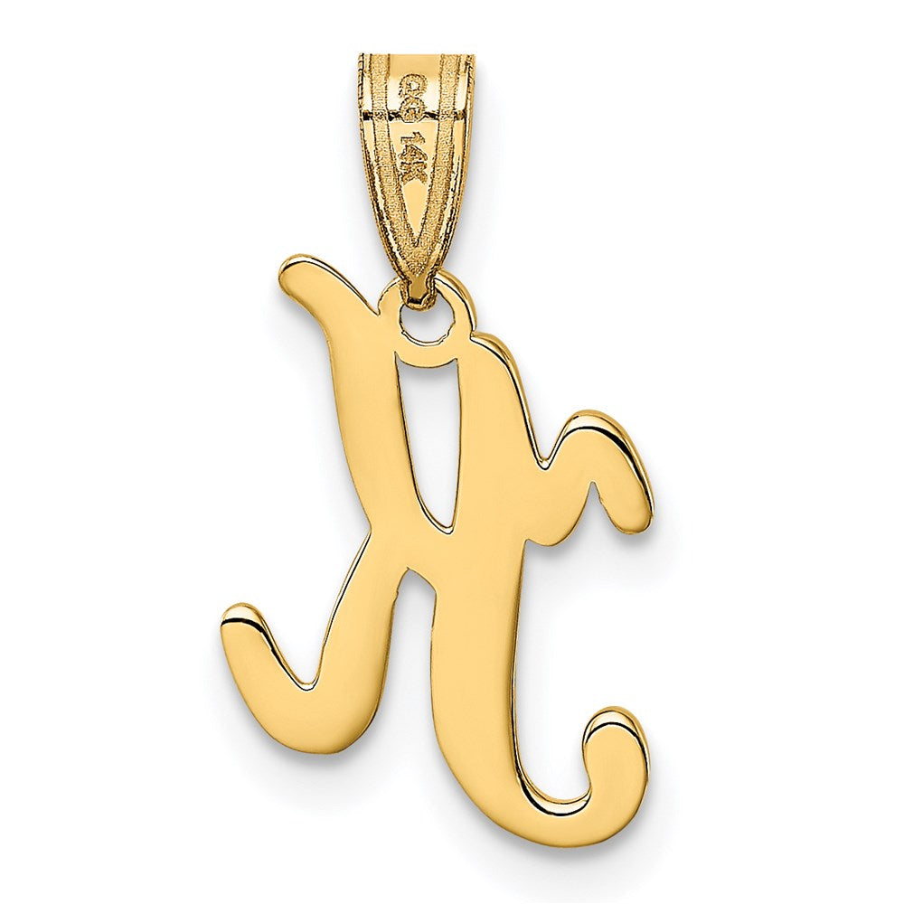 14k Yellow GoldY Script Letter K Initial Pendant