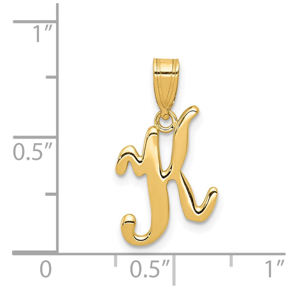 14k Yellow GoldY Script Letter K Initial Pendant