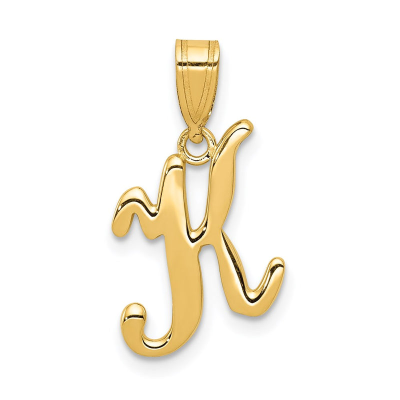 14k Yellow GoldY Script Letter K Initial Pendant