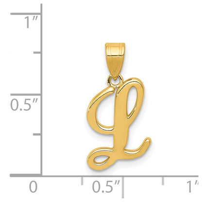 14k Yellow GoldY Script Letter L Initial Pendant