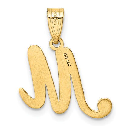 14k Yellow GoldY Script Letter M Initial Pendant