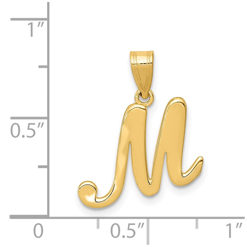 14k Yellow GoldY Script Letter M Initial Pendant