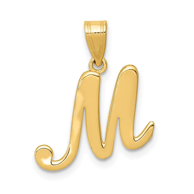 14k Yellow GoldY Script Letter M Initial Pendant