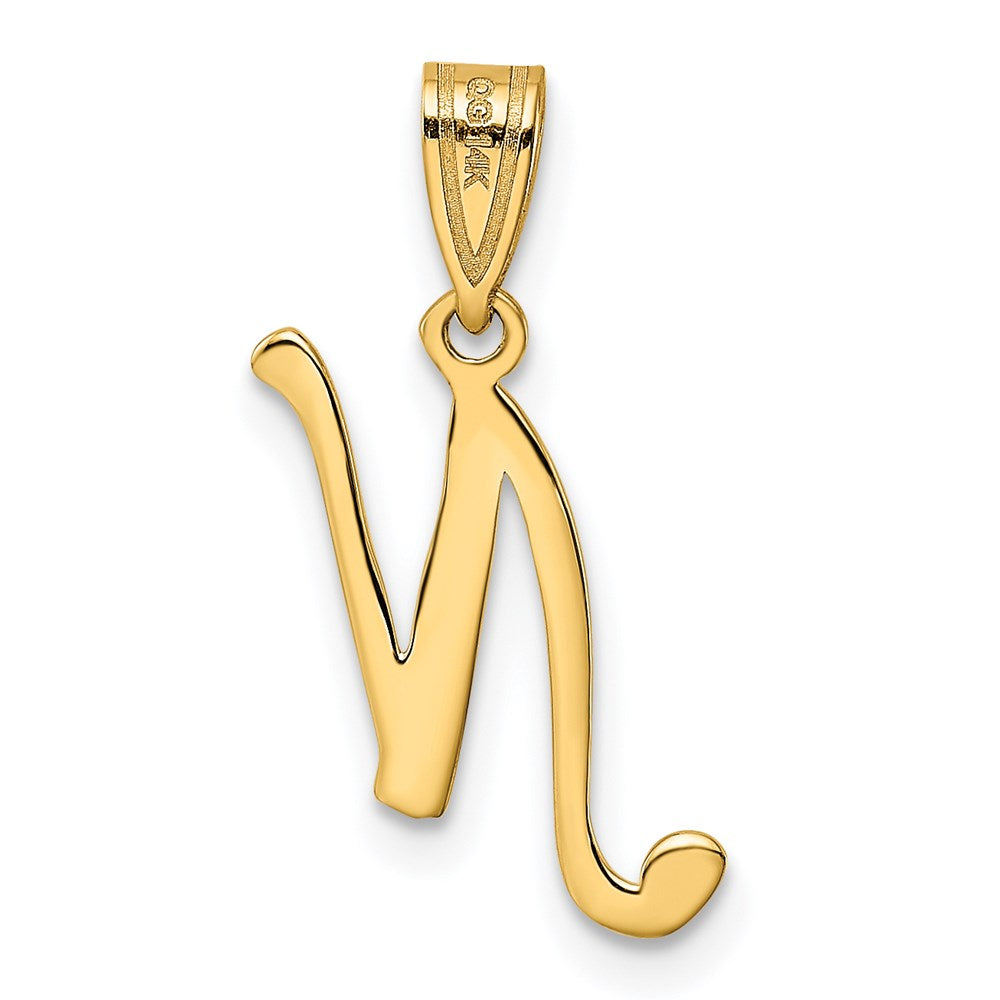 14k Yellow GoldY Script Letter N Initial Pendant