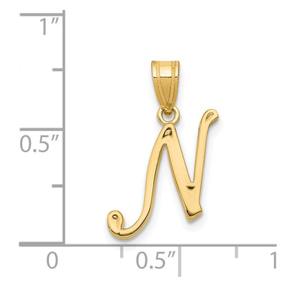 14k Yellow GoldY Script Letter N Initial Pendant
