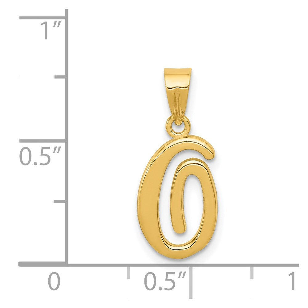 14k Yellow GoldY Script Letter O Initial Pendant