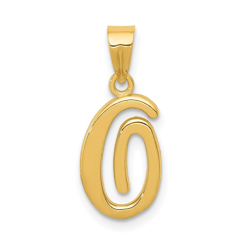 14k Yellow GoldY Script Letter O Initial Pendant
