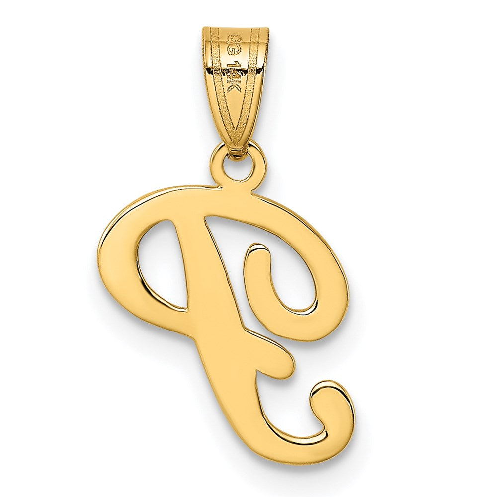 14k Yellow GoldY Script Letter P Initial Pendant