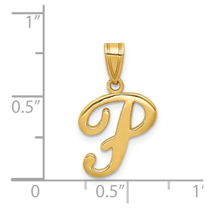 14k Yellow GoldY Script Letter P Initial Pendant