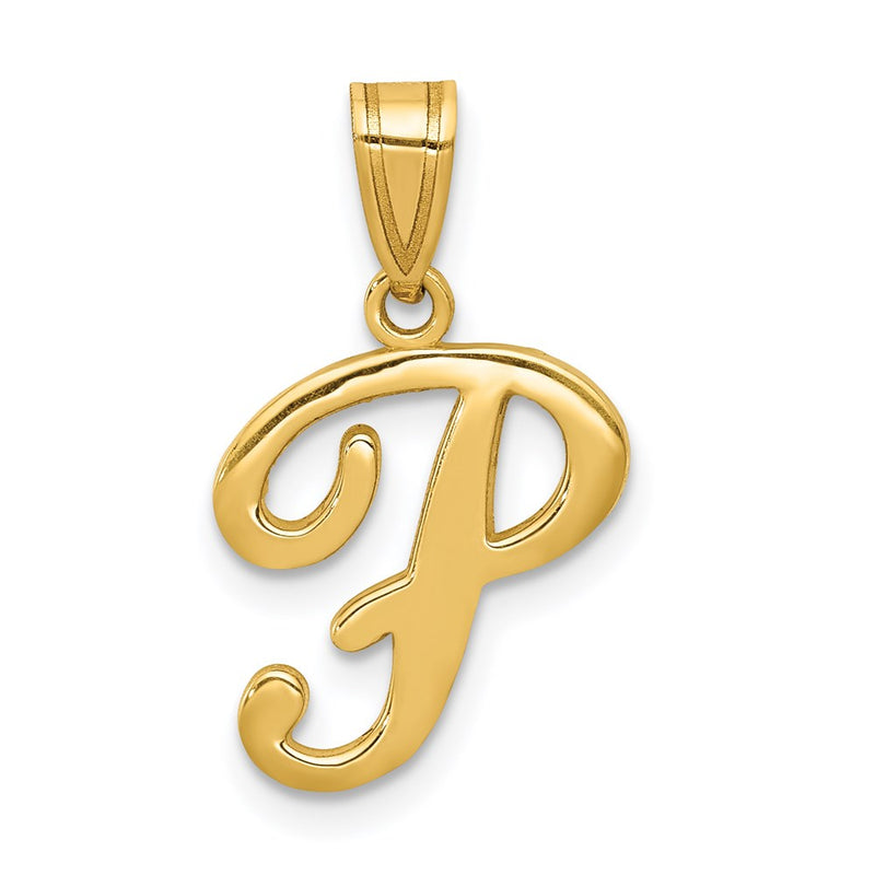14k Yellow GoldY Script Letter P Initial Pendant