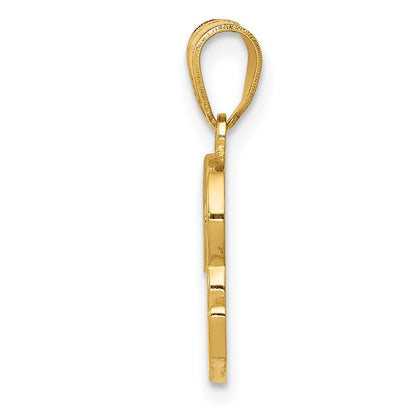 14k Yellow GoldY Script Letter R Initial Pendant