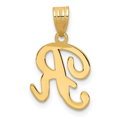 14k Yellow GoldY Script Letter R Initial Pendant