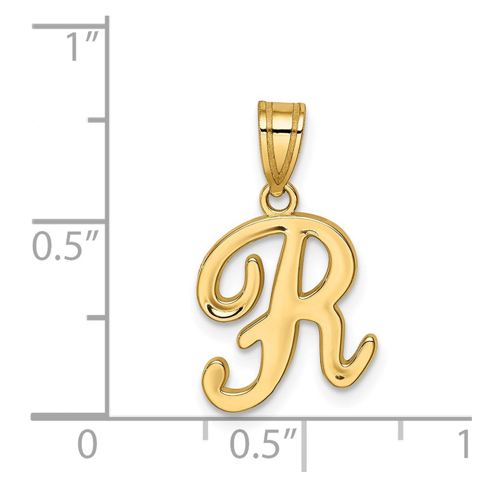 14k Yellow GoldY Script Letter R Initial Pendant