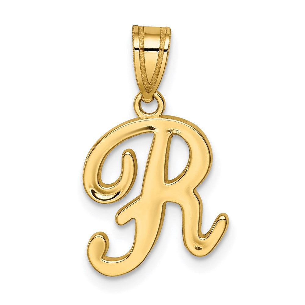 14k Yellow GoldY Script Letter R Initial Pendant